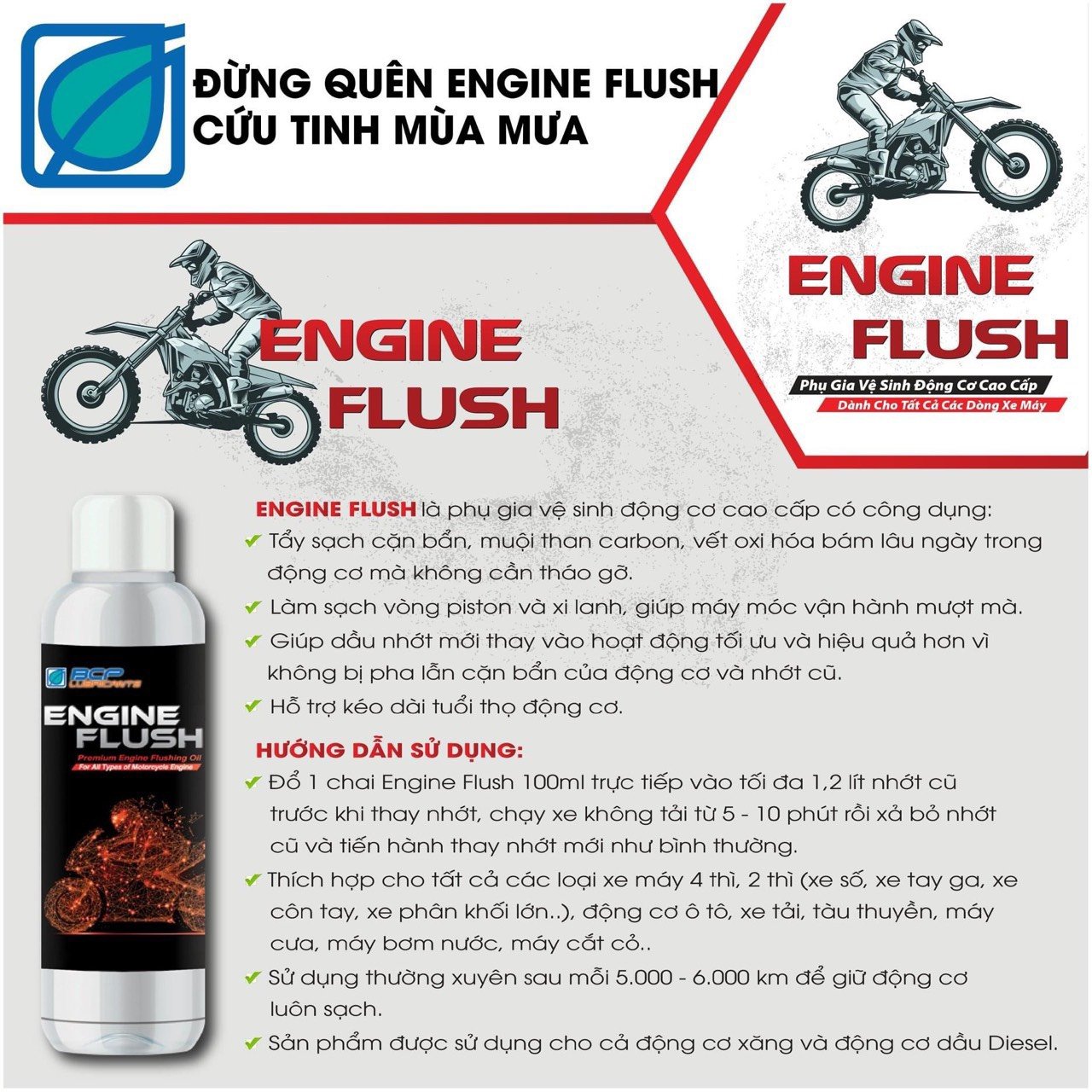 Phụ Gia Làm Sạch Động Cơ BCP Engine Flush 100ml