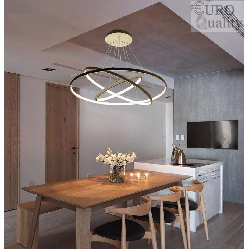 Đèn trần trang trí, đèn thả trần hình vòng cung 3 tầng cao cấp Euro Quality