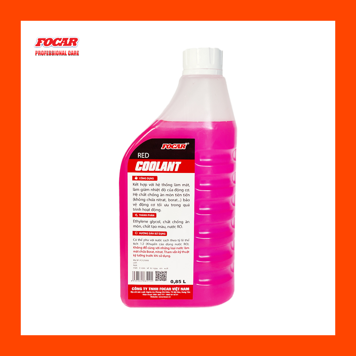 Nước làm mát động cơ ô tô Focar Red Coolant 0,85L