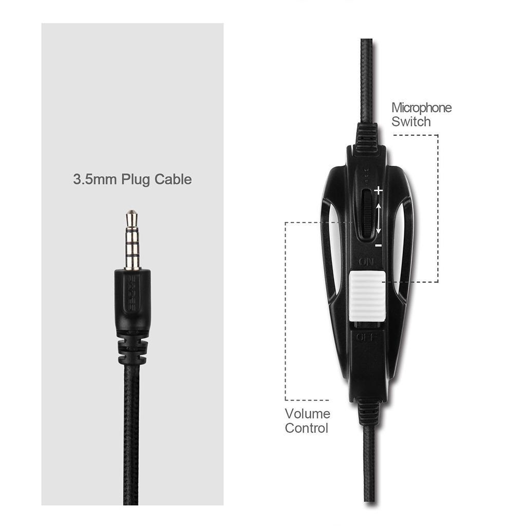 Universal LED Stereo Gaming Headsets 3.5mm Headphones w/ MIC 3.5m Cable