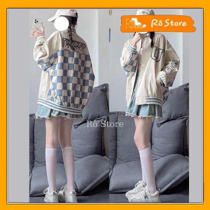 Áo Bomber / Áo Khoác Gió Nam Nữ 2 Lớp Form Rộng Unisex Họa Tiết Caro Phong Cách Hàn Quốc Siêu Cá Tính Rô Store