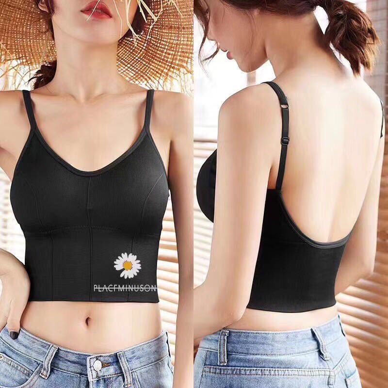 ÁO BRA HAI DÂY ÔM SÁT CƠ THỂ VỚI HÌNH HOA CÚC HOT TREND