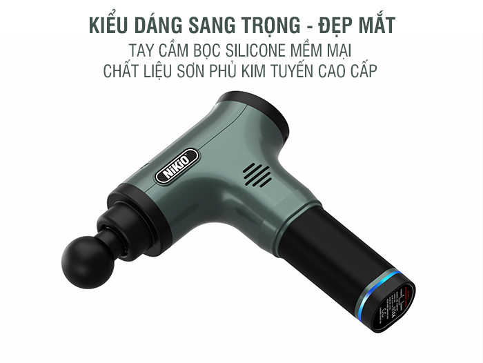 Máy (Súng) Massage Cầm Tay Nikio NK-172 - Kỹ Thuật Mát Xa Bộ Gõ Tân Tiến, Công Suất Cực Mạnh 110W, Tác Động Cực Sâu Vào Cơ Bắp, 6 Đầu Và 6 Tốc Độ Mát Xa Giảm Căng Cứng Và Đau Nhức Cơ Nhanh - Pin Khủng 2500 mAh, Sạc Chạm Thông Minh