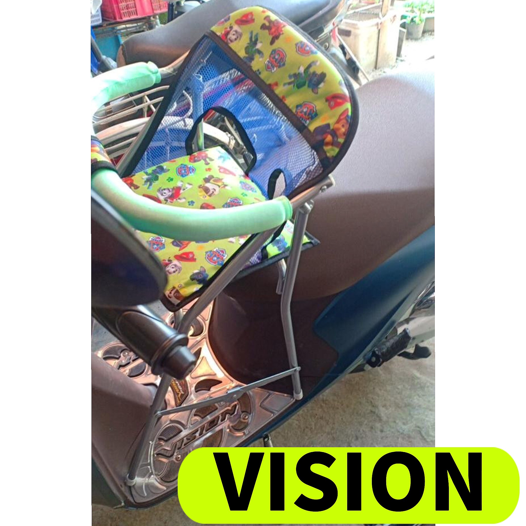 Ghế ngồi xe Vision cho bé , GHẾ GA XẾP SẮT SƠN TĨNH ĐIỆN