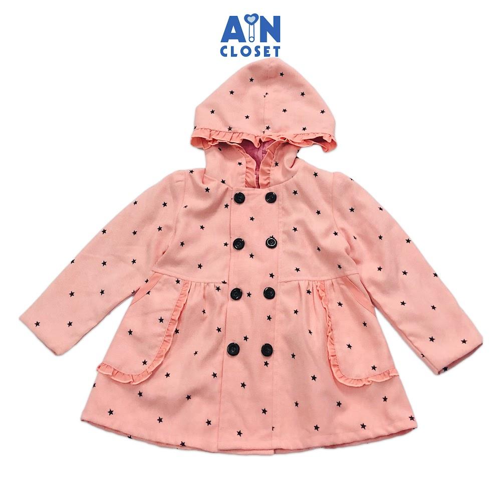 Áo khoác có nón bé gái họa tiết Sao nhí đen nền hồng thô nhung - AICDBGFIPGHL - AIN Closet