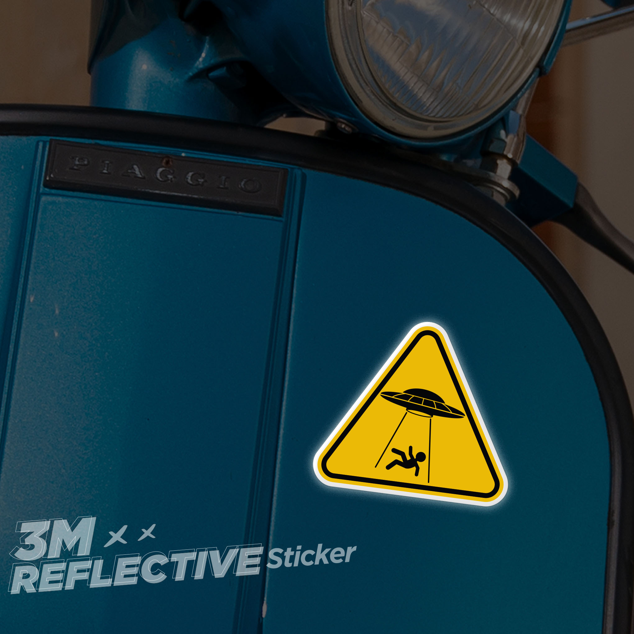 BEWARE ALIEN SIGN 3M - Reflective Sticker Die-cut Hình dán phản quang thương hiệu STICKER FACTORY