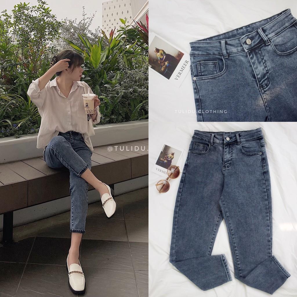 Quần Baggy Nữ Cạp Lưng Cao Co Giãn 4 Chiều Hàng Cao Cấp Quần Bò Nữ - Quần Jean Nữ Tulidu