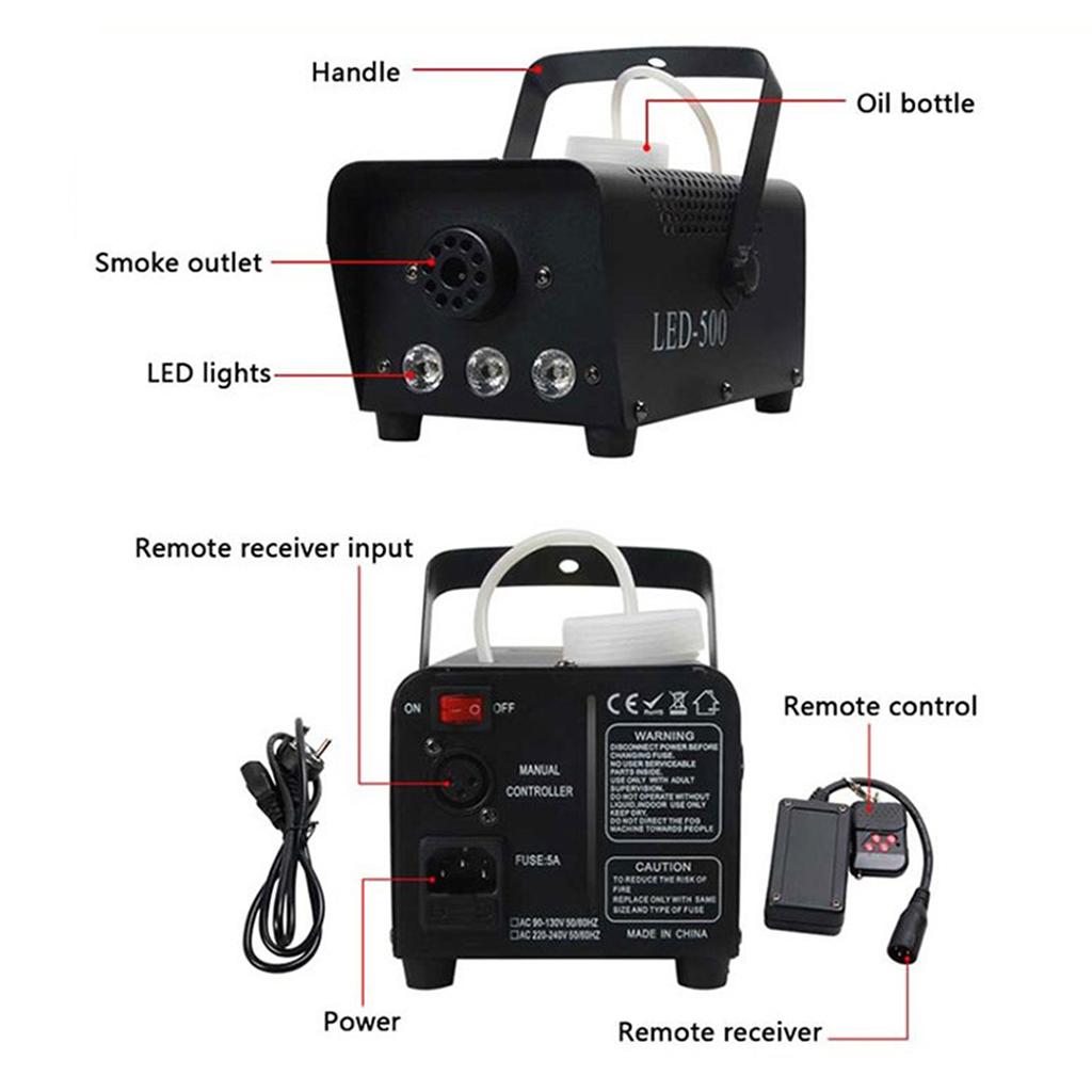 500w Fog Machine Smoke Machine Portable W/Remote Control Thick Fog Effect