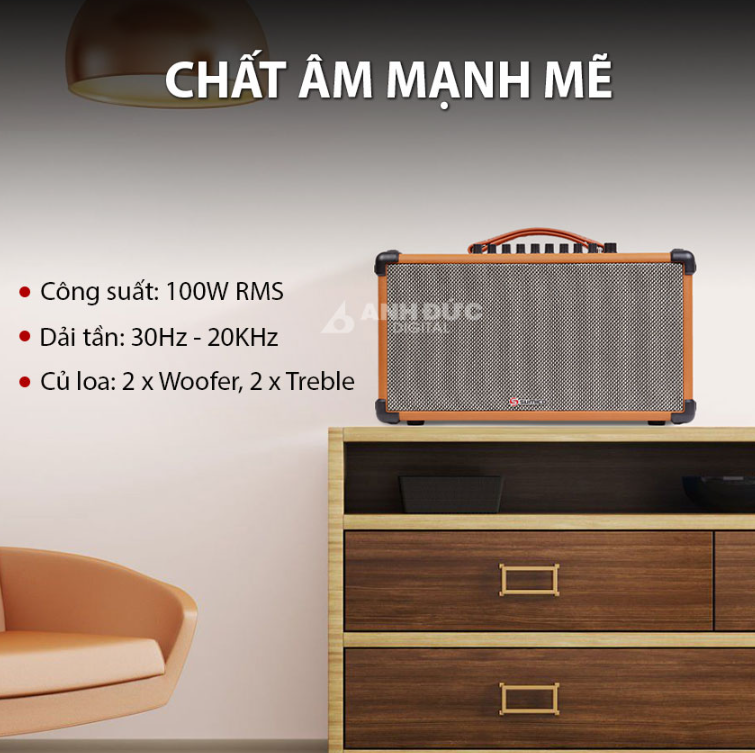 Loa Karaoke Xách Tay Sumico BT-S52 - Kèm 2 Micro Không Dây - Hàng Chính Hãng