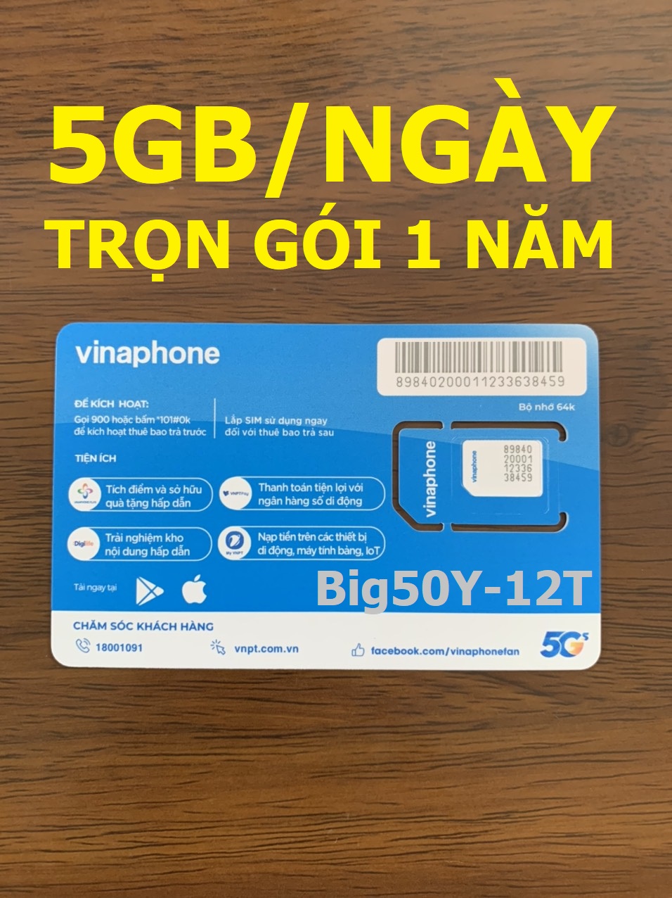 Sim 4G Vinaphone 5GB/NGÀY FREE Toàn bộ Data xem Youtube, Tiktok với tốc độ cao, MAX băng thông, Max dung lượng - Dùng Toàn Quốc - hàng chính hãng