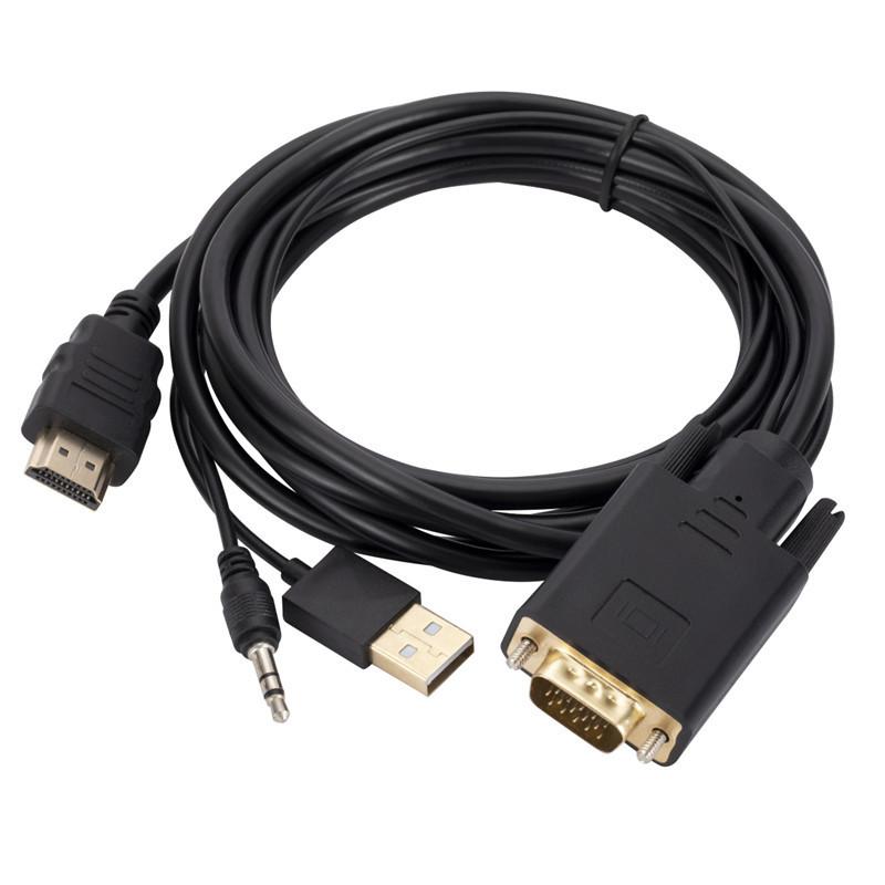 Bộ chuyển đổi VGA sang HDMI phong cách mới nhất với bộ nguồn dây đai âm thanh cáp chuyển vga sang hdmi 1,8 mét máy tính sang TV