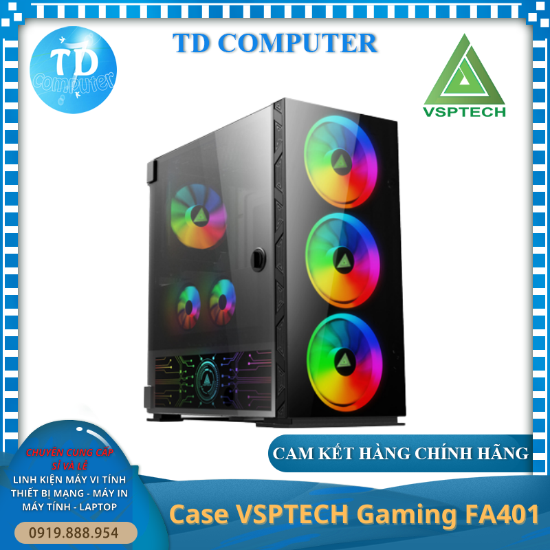 Vỏ máy tính Case VSP FA 401 (ATX, M-ATX, ITX) - Kính cường lực (Tặng 4 FAN RGB) - Hàng chính hãng TECH VISION phân phối