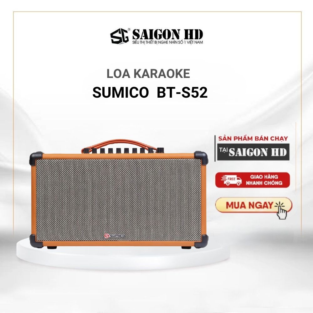 Loa Karaoke Bluetooth cao cấp SUMICO BT-S52 |Hàng chính hãng - Pin 8 Giờ, Cổng phát lại USB, Tặng Kèm 2 micro UHF, Đa dạng kết nối