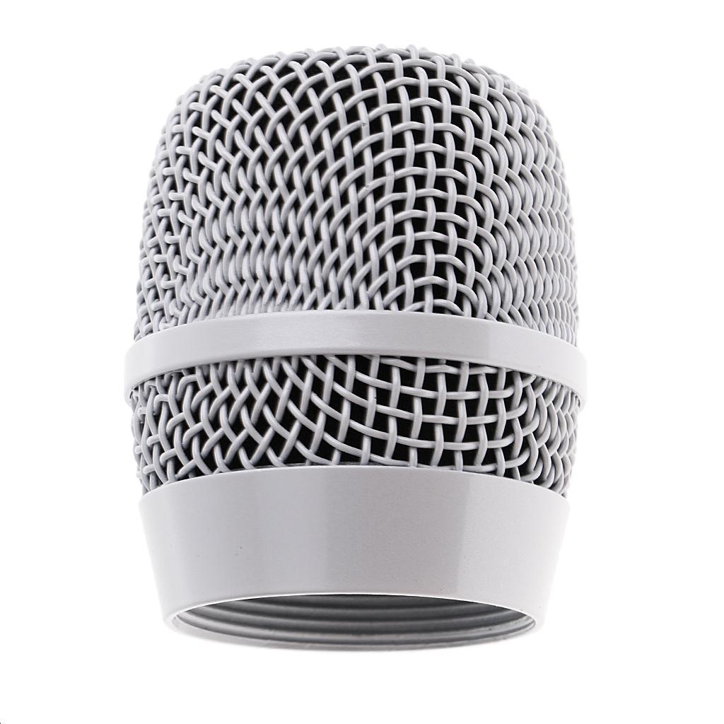 1x Steel Handheld Mesh Microphone Grill Head Silver with Inner Foam Filter