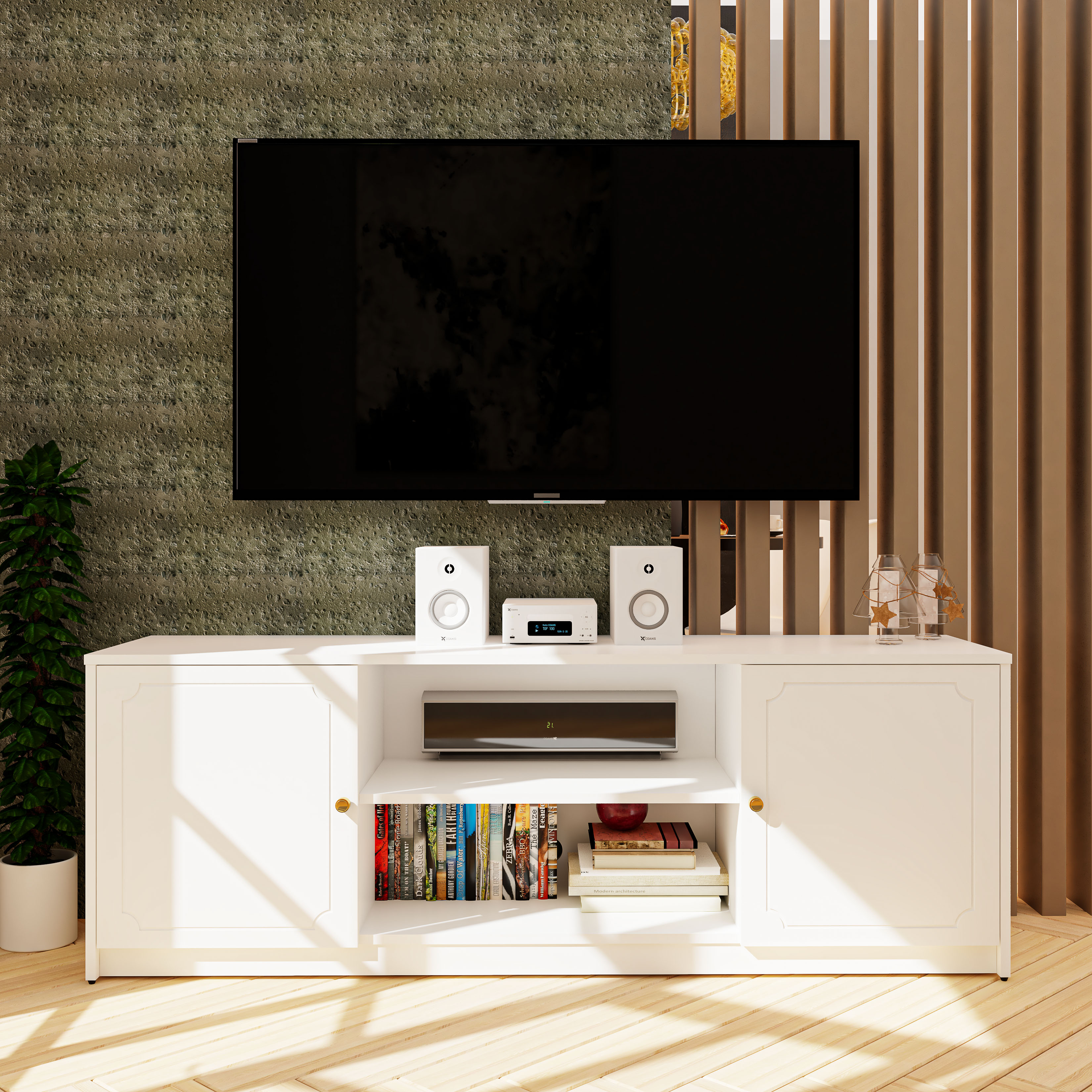 [Happy Home Furniture] NERIS, Kệ TV 2 cửa mở , 160cm x 40cm x 56cm ( DxRxC), KTV_038