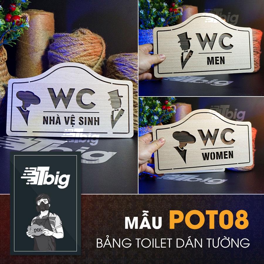 Bảng toilet gỗ trang trí dán cửa nhà vệ sinh wc - women men - nam nữ