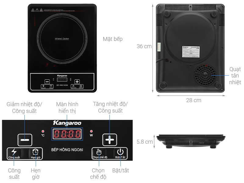 Bếp hồng ngoại đơn Sothing KG20IFP1, Công suất 2000W, Không kén nồi- Hàng chính hãng