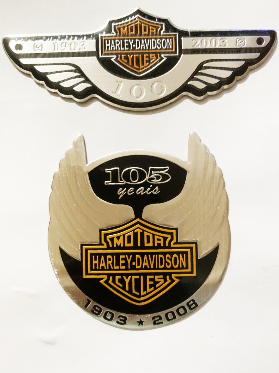 Bộ 2 Tem Nhôm trắng dán xe Harley Davidson cao cấp