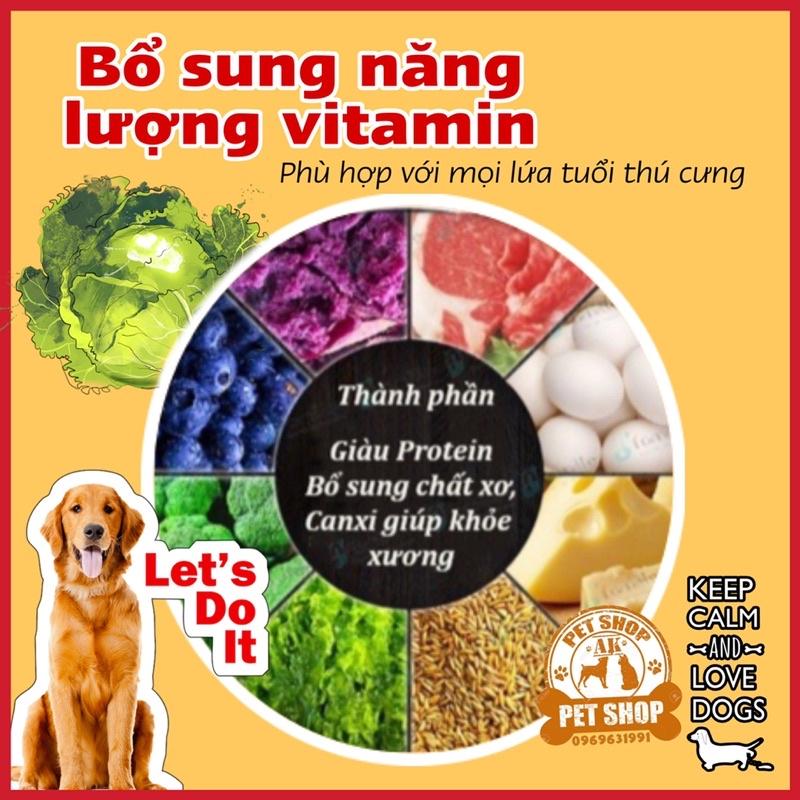 Snack ăn liền cho Chó Mèo thịt viên Gà Rau củ Lòng Đỏ Trứng, gói tiện dụng cho 1 bữa ăn