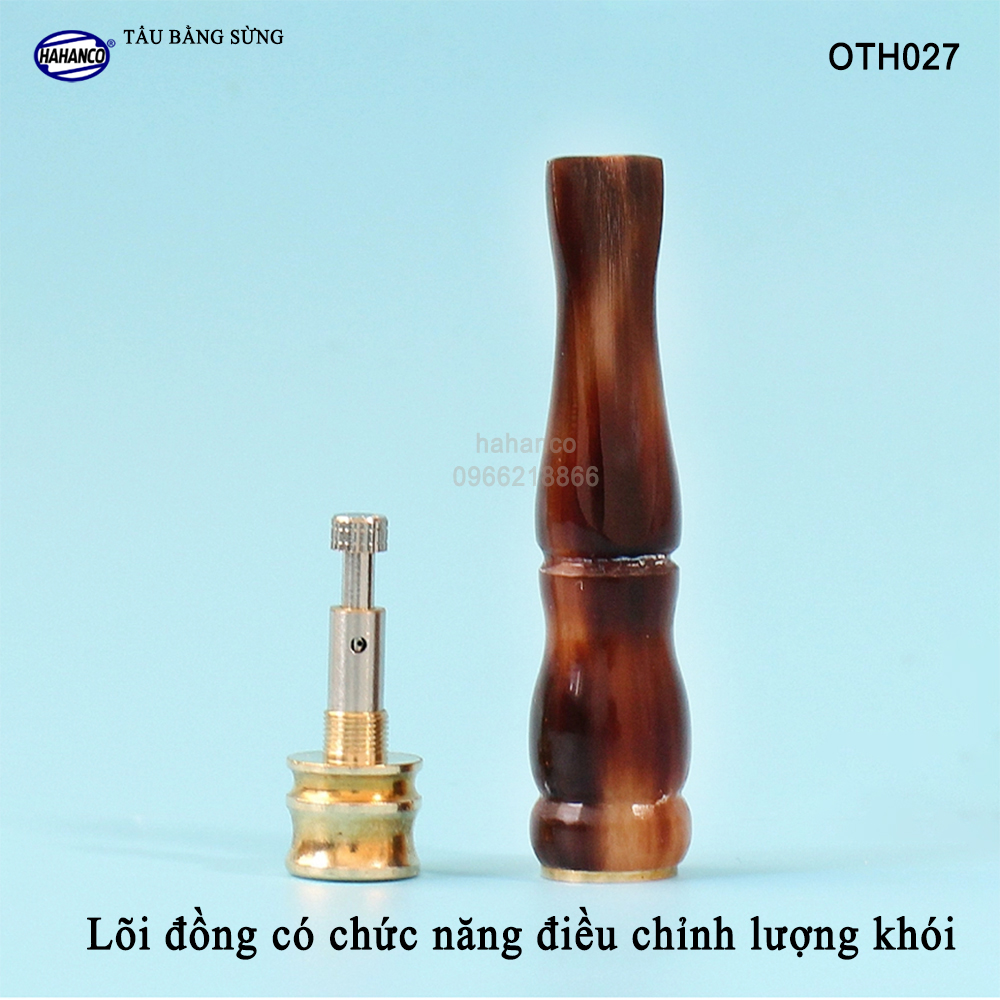 Tẩu bằng sừng sành điệu (OTH027) Thanh lọc, có lõi điều chỉnh hơi - HAHANCO