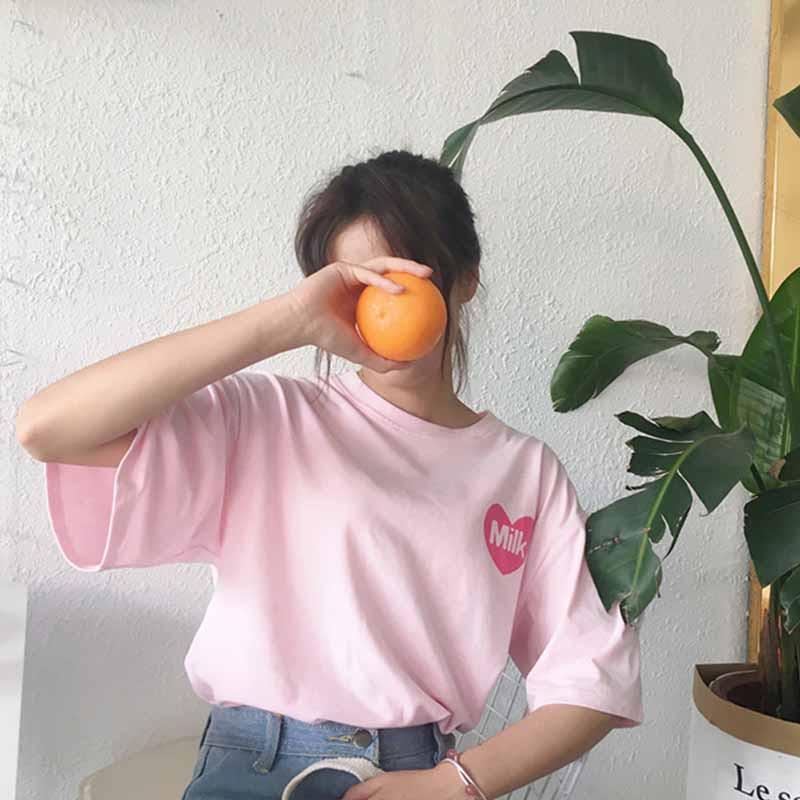 Áo Thun Nữ Ngắn Tay Cổ Tròn In Hoạt Hình