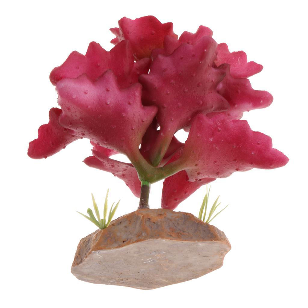 2x Reptile Terrarium Vivarium Ornament Desert Plant with Rock Base Decor