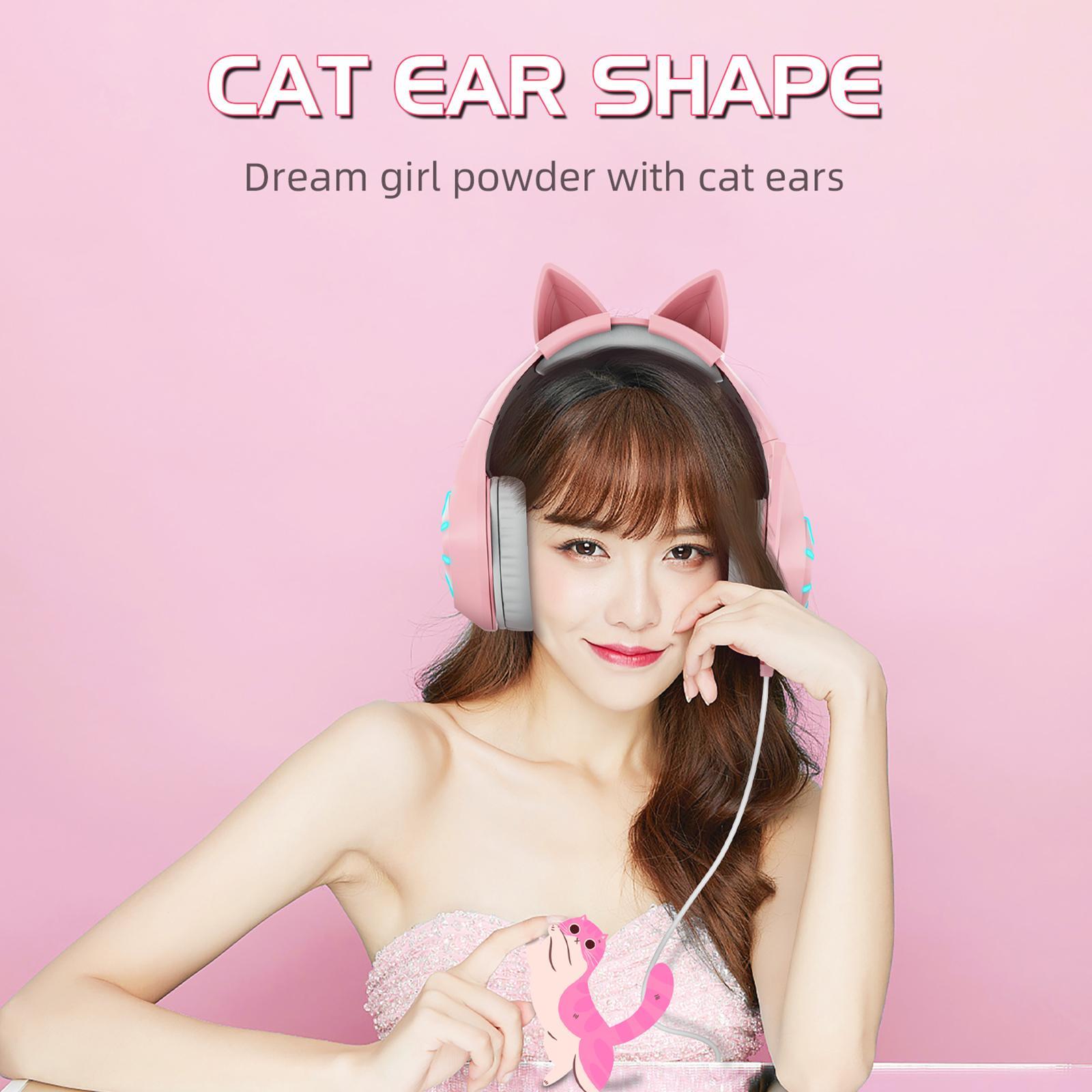 Gaming Headset Stereo with Pink  Headphones Headphone for Smartphones