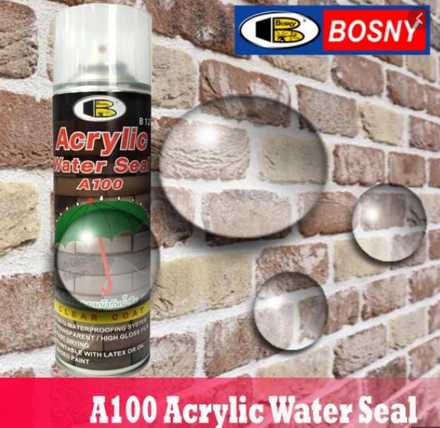 Sơn xịt Acrylic Water Seal trong suốt chống thấm tạo bóng gỗ, thạch cao, gốm, đá, tường 500ml. Tặng kèm dụng cụ hỗ trợ xịt sơn