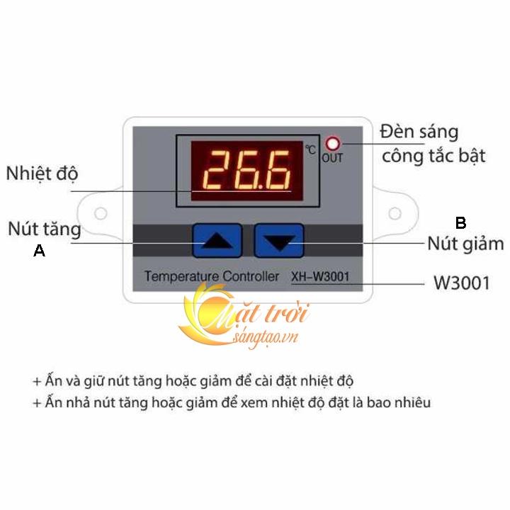 Công tắc cảm biến nhiệt độ W3001 12VDC220VAC