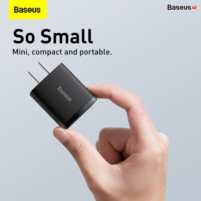 Củ sạc nhanh pd 20w qc3.0 2 cổng sạc type c và usb Baseus- cốc sạc nhanh cao cấp chống cháy nổ - hàng chính hãng