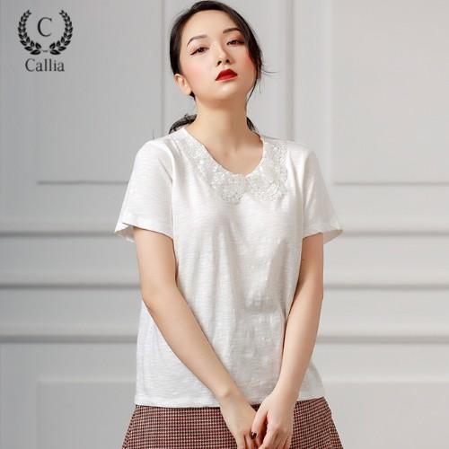 Áo thun nữ Callia thiết kế cổ ren