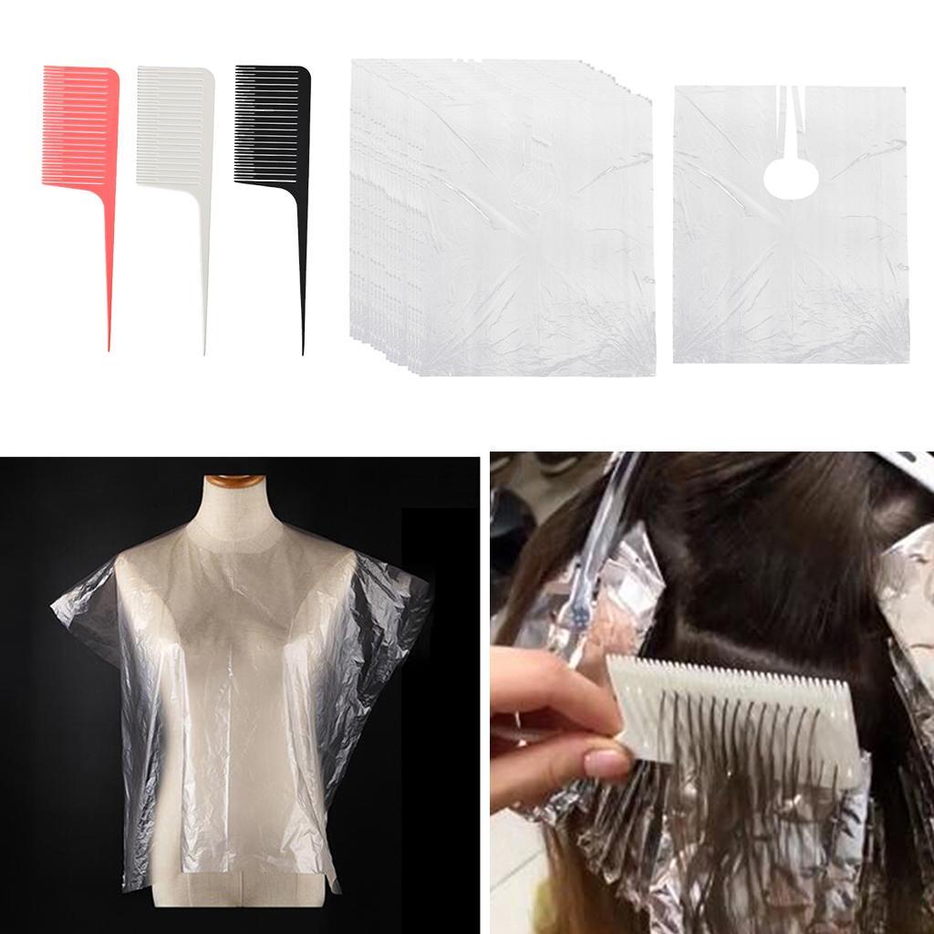 50pcs Waterproof Disposable Hair Cutting Cape Gown Barber Capes w3x Hair Combs