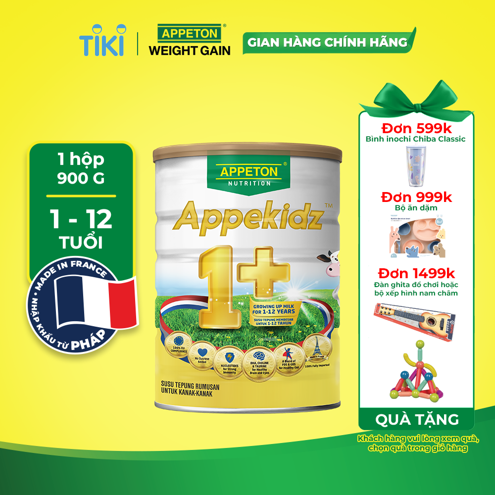 Sữa dinh dưỡng Appeton Appekidz 1+ dành cho trẻ 1-12 tuổi - Lon 900g