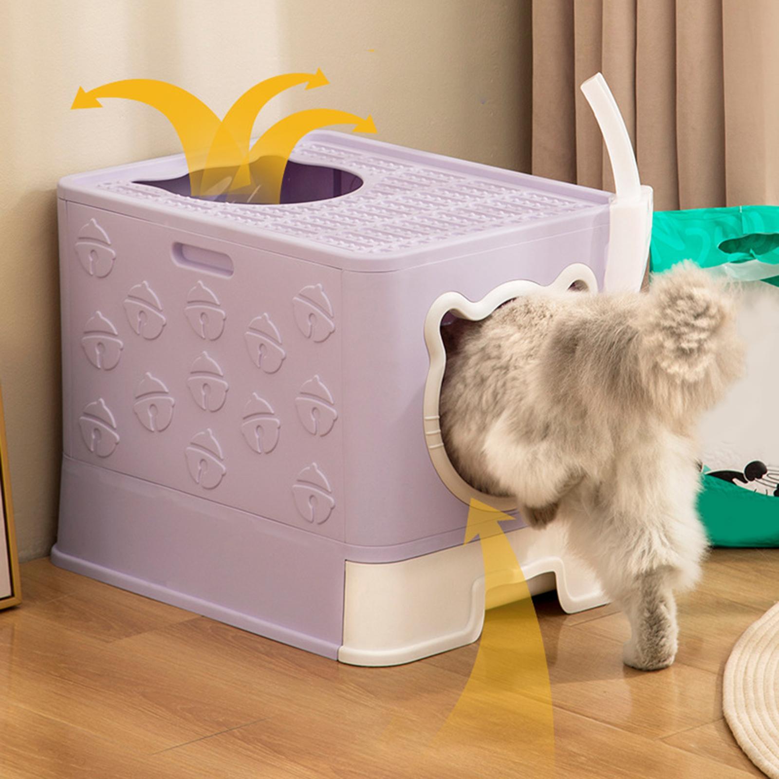 Hooded Cat Litter Box with Lid Enclosed Cat Litter Box Sand Box Container Cats Toilet Pet Litter Tray with Scooper for Rabbit Indoor Cats