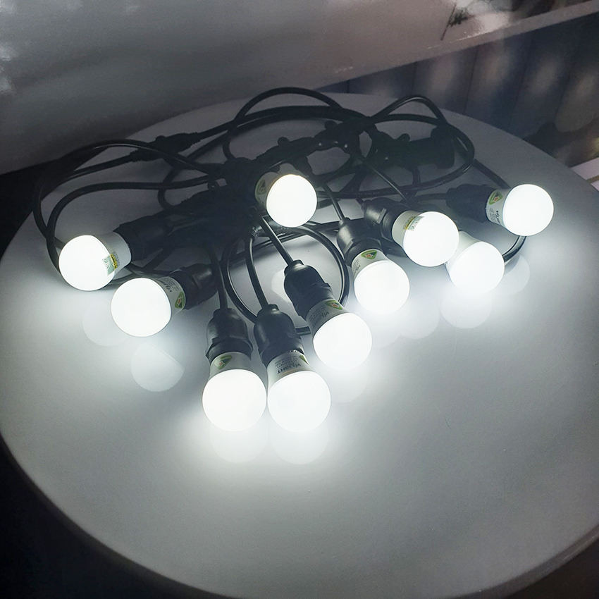 Dây đèn điện 5m 10 bóng 3W chính hãng Vi-Light,dây có đuôi nối dài