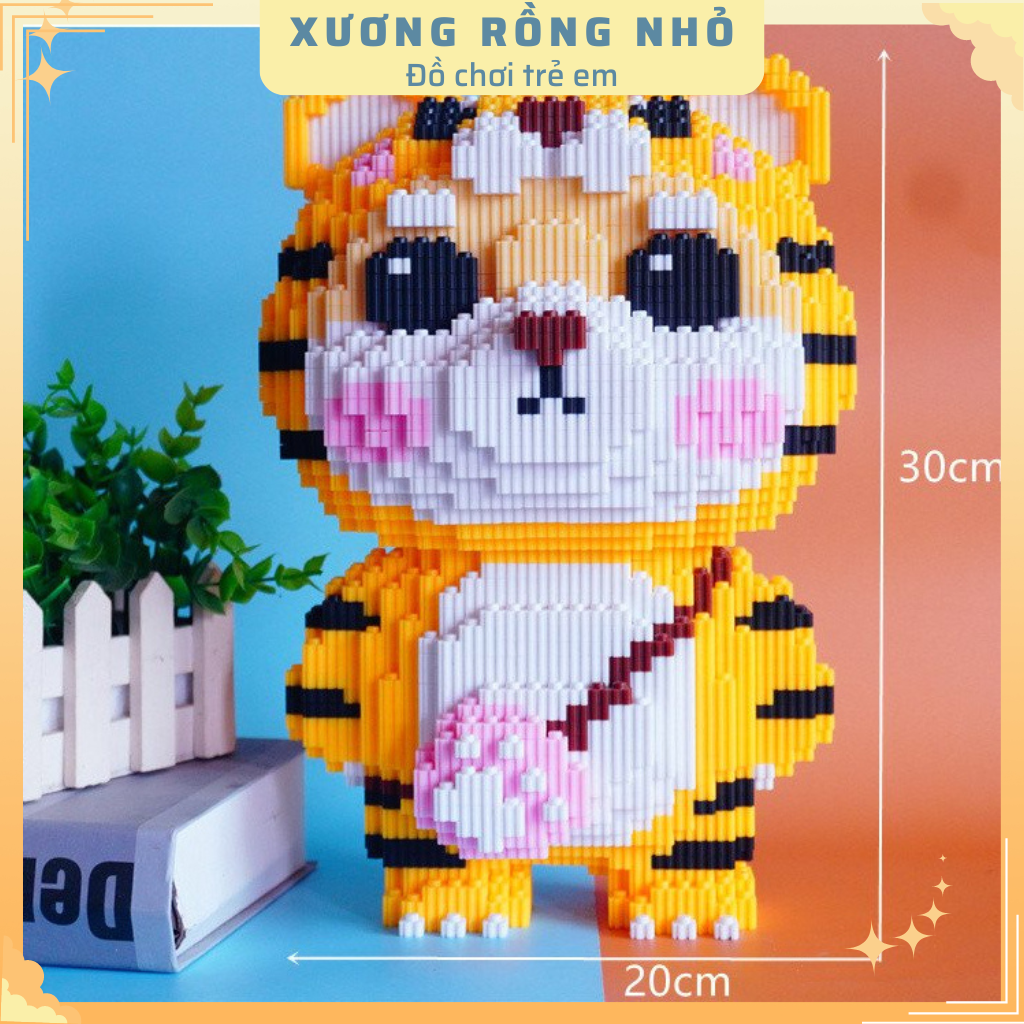 Mô hình đồ chơi lắp ráp 3D Hổ Vàng Đi Học 30cm mô hình cỡ lớn nannoblock bear brick Xương Rồng Nhỏ