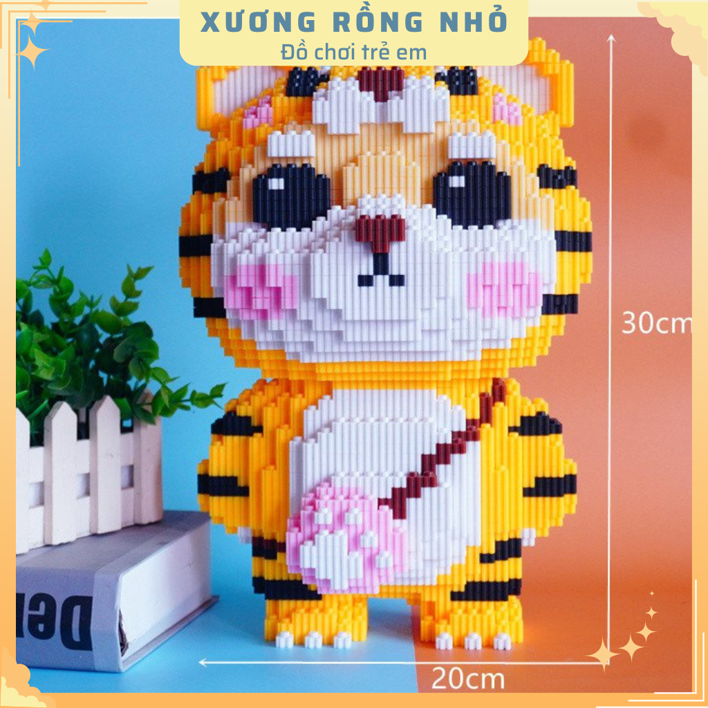 Mô hình đồ chơi  lắp ráp 3D Hổ Vàng Đi Học 30cm mô hình cỡ lớn nannoblock bear brick Xương Rồng Nhỏ