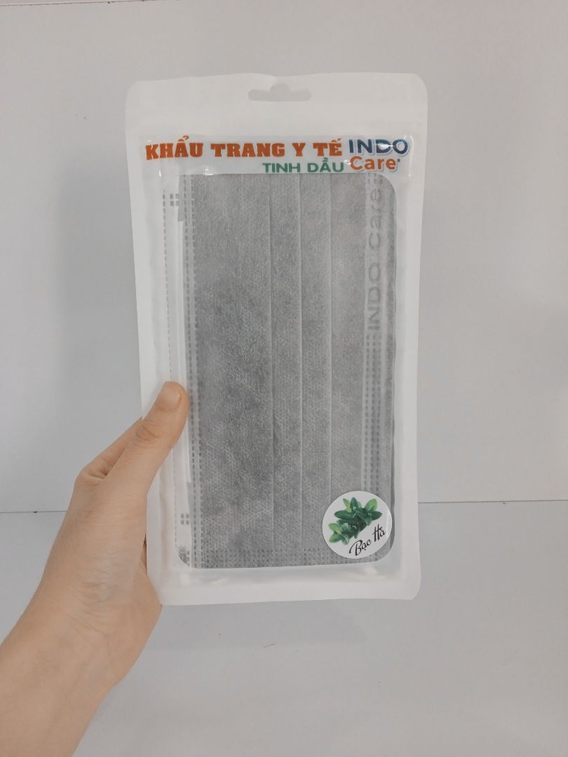 [InDoCare] Combo 6 Túi Khẩu trang  INDO CARE Tinh Dầu Oải Hương / Cam Ngọt / Tràm Trà / Cafe / Bạc Hà /Sả Chanh. Chống Say Tàu Xe Khử Mùi Hơi Thở Kháng khuẩn 99% Tiêu Chuẩn Châu Âu BS EN 14683-2019. 5 Chiếc/Túi - Màu Xám