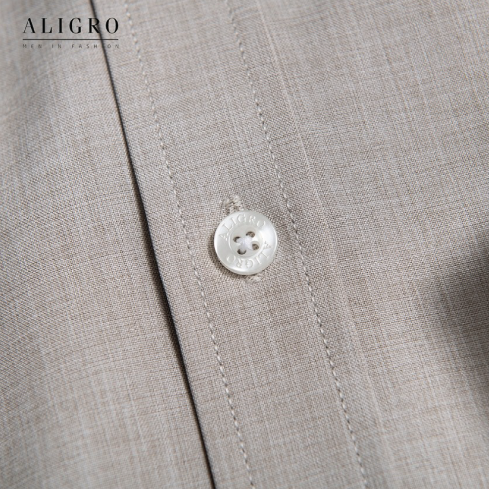Hình ảnh Áo sơ mi nam dài tay ALIGRO cổ bẻ dáng ôm body 100% chất cotton trơn màu ghi ALGS157