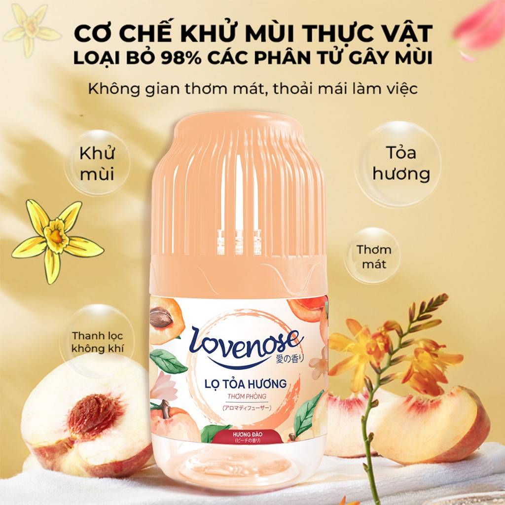 Lọ tỏa hương Lovenose thơm 60 ngày, an toàn, thanh lọc không khí, sáp khử mùi phòng thế hệ mới 250ml