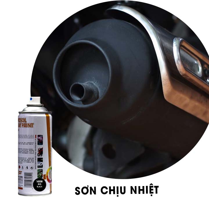Sơn chịu nhiệt Mattee Black mã 1200 đen nhám chống cháy cho pô