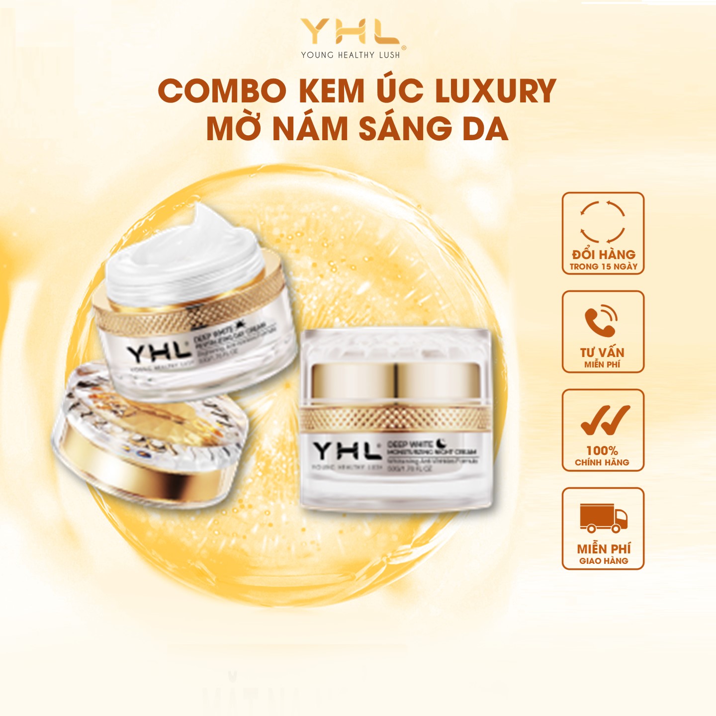 Kem Dưỡng Trắng Da Ban Ngày Và Ban Đêm Úc Luxury YHL Dưỡng Trắng Và Săn Chắc Da 50g