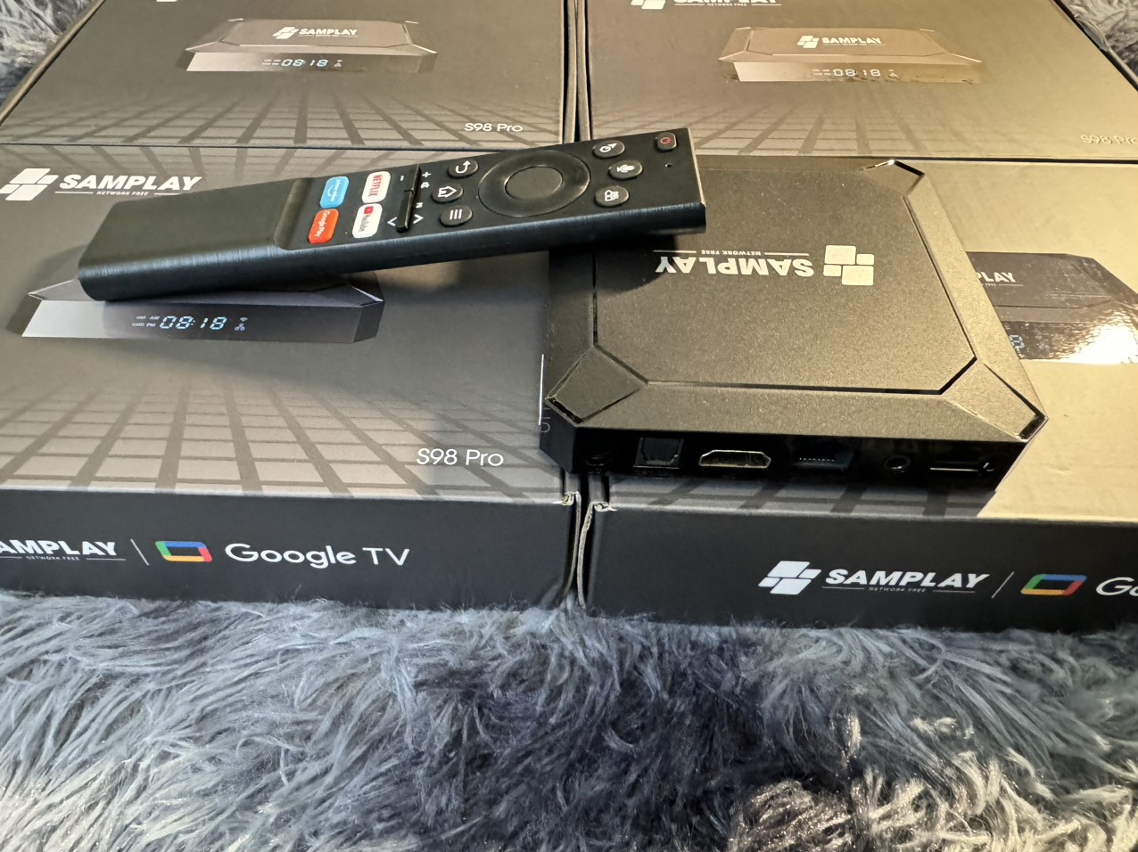 Box Tivi SAMPLAY - S98 PRO - Google TV - Ram 4G/32G - Tích Hợp Tìm Kiếm Bằng Giọng Nói - Hàng Nhập Khẩu