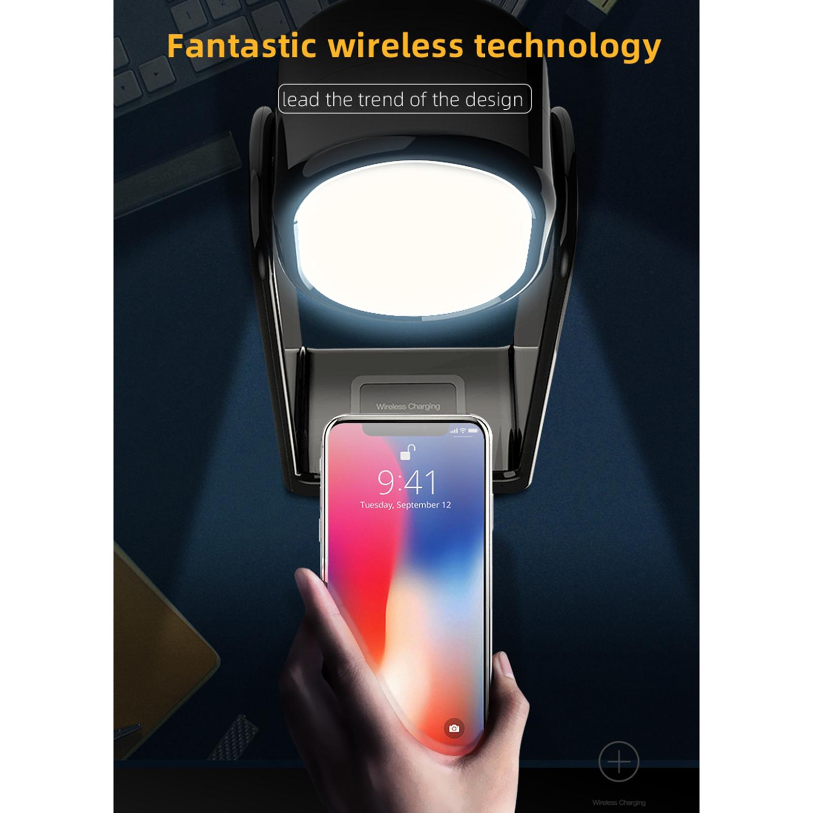 Wireless Charger, 3 in 1 Smartphone Wireless Charger with Makeup Mirror and 3 Color Modes Desk LAMP Touch Control for Charging Lighting Makeup