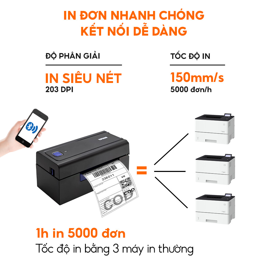 Máy In Nhiệt AYIN 480BT - In Đơn Hàng TMĐT, Hóa Đơn Vận Chuyển, Tem Nhãn Mã Vạch, Phiếu Gửi, Logo Không Cần Mực, Bill Thanh Toán, In Trên Điện Thoại, Máy In Khổ A6/A7 - Phiếu In Có Thể Dán Ngay - Kết Nối USB/Bluetooth - Hàng Nhập Khẩu