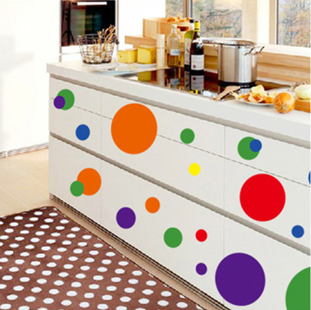 Decal trang trí tường - Họa tiết HÌNH TRÒN SẮC MÀU cho bé