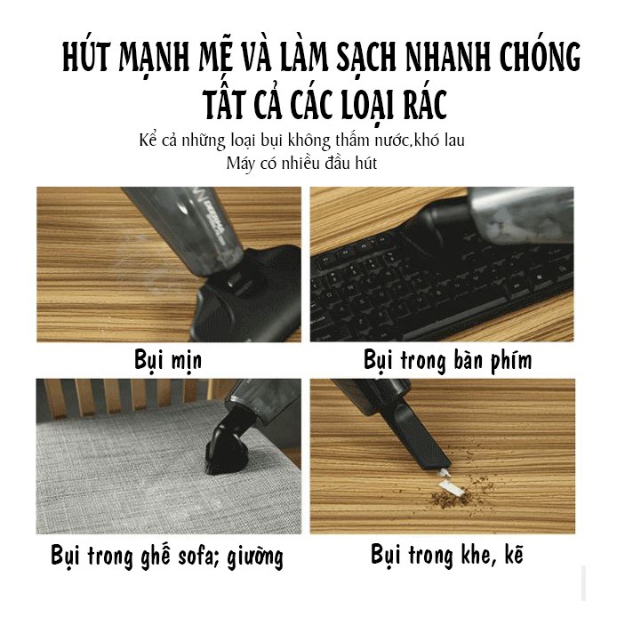 Máy hút bụi cầm tay gia đình Deerma DX115C (nhập khâu) công suất lớn dễ dàng hút bụi ghế sofa và ngóc ngách nhỏ trong gia đình