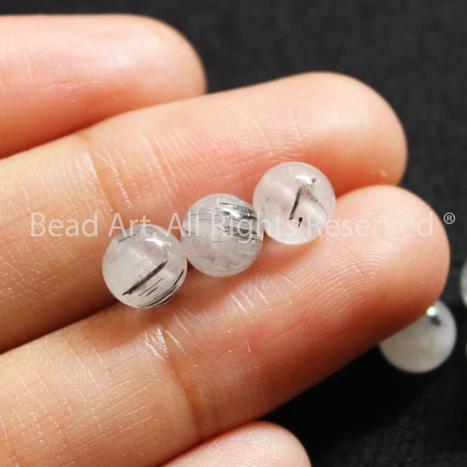 5MM Đá Thạch Anh Tóc Đen Tự Nhiên, Black Rutilated Quartz, Loại A, Đá Phối Vòng Tay Phong Thuỷ, Chuỗi Hạt, Trang Sức, Hợp Mệnh Thủy, Mộc - Bead Art