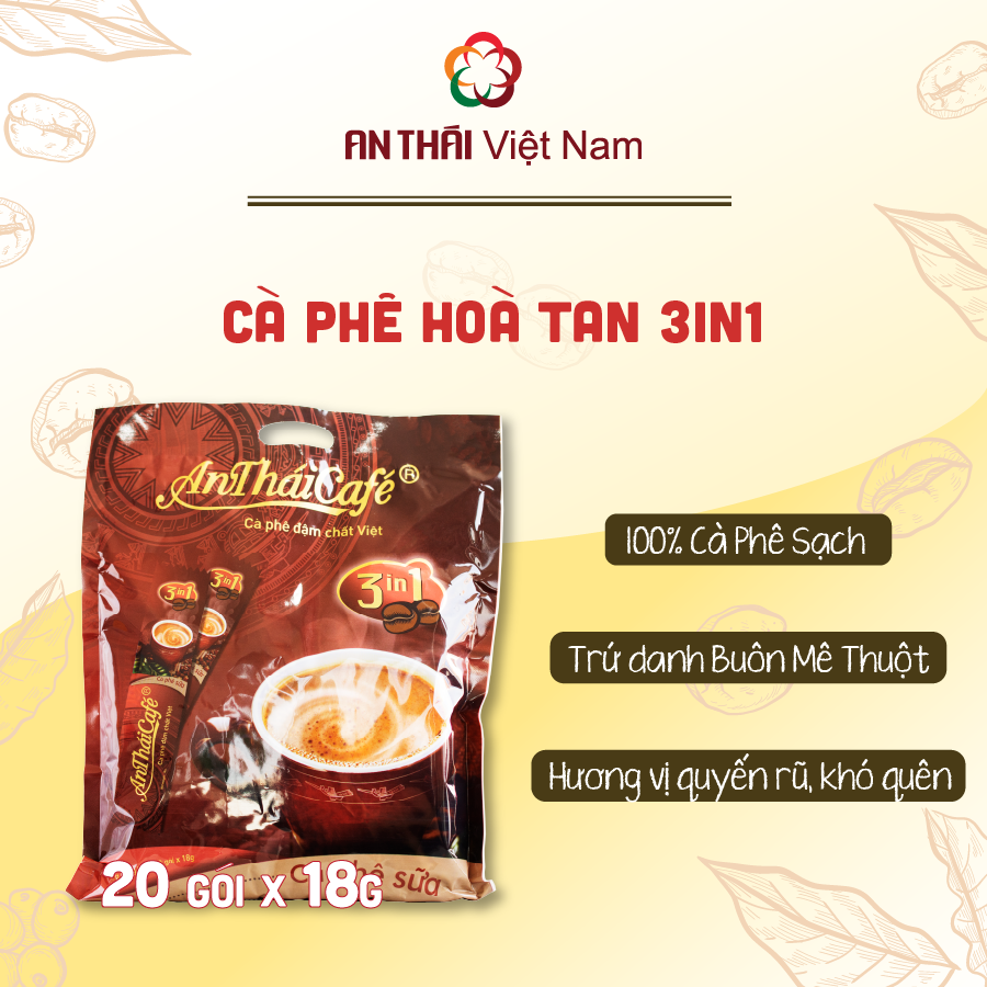 Cà Phê Sữa 3in1 AnTháiCafé - Túi 20gói x 18g