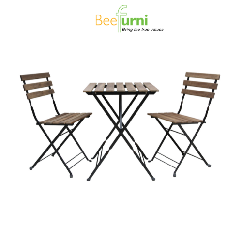 (Beefurni) Bộ bàn ghế gỗ ban công, sân vườn